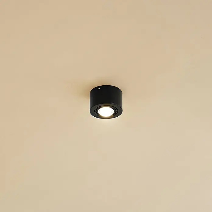 Lindby Deckenlampe in schwarz matt, Deckenleuchte -  - Schwarzer zylindrischer LED-Deckenstrahler, der helles Licht abgibt.