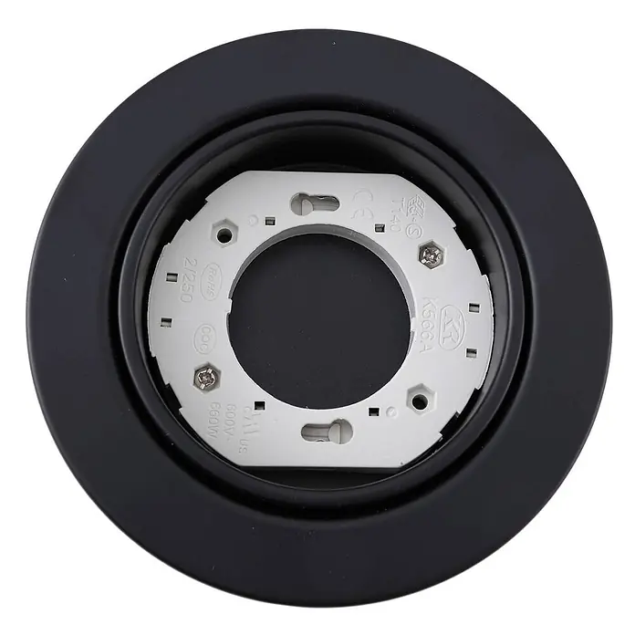 Lindby Deckenlampe in schwarz matt, Deckenleuchte -  - Schwarze Einbauleuchtenblende mit weißer Lampenfassung für Leuchtmittel.