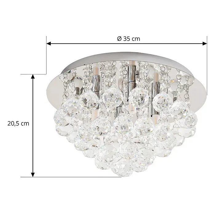 Lindby Deckenleuchte Antonino - chrom / silber, klar / transparent, G9 - Runde Kristall-Deckenleuchte in Chrom-Optik, Ø 35 cm, Höhe 20,5 cm.