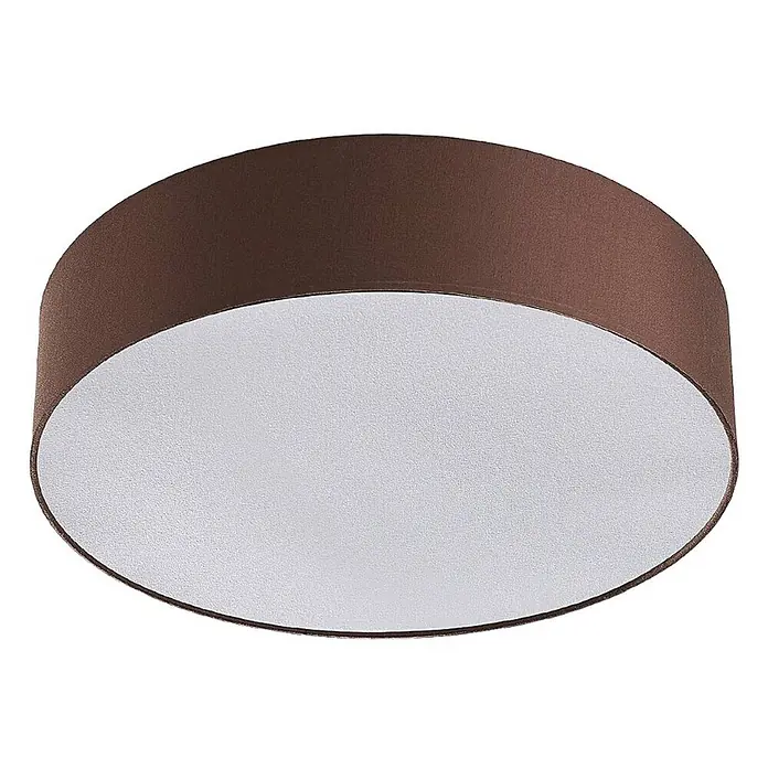 Lindby Deckenleuchte Sebatin - braun / rost, E27 - Braune Stoff-Deckenleuchte mit weißem Diffusor.