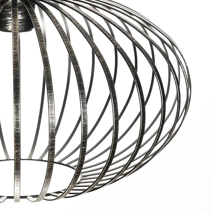 Lindby Deckenleuchte Rosalea - schwarz, E27 - Industrieller Lampenschirm aus dunklem Metallgeflecht mit gold-schwarzem Used-Look.