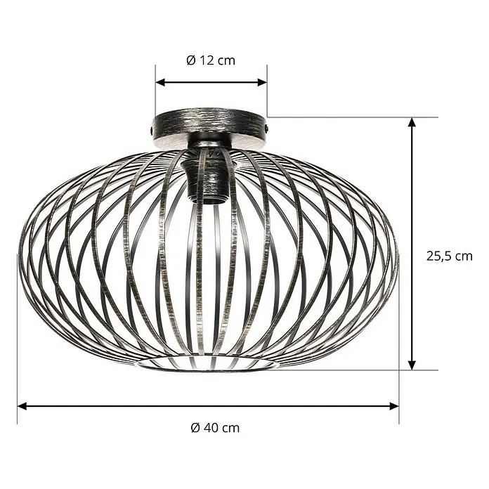 Lindby Deckenleuchte Rosalea - schwarz, E27 - Dunkle Metallgeflecht-Deckenleuchte mit gebürsteter Oberfläche.