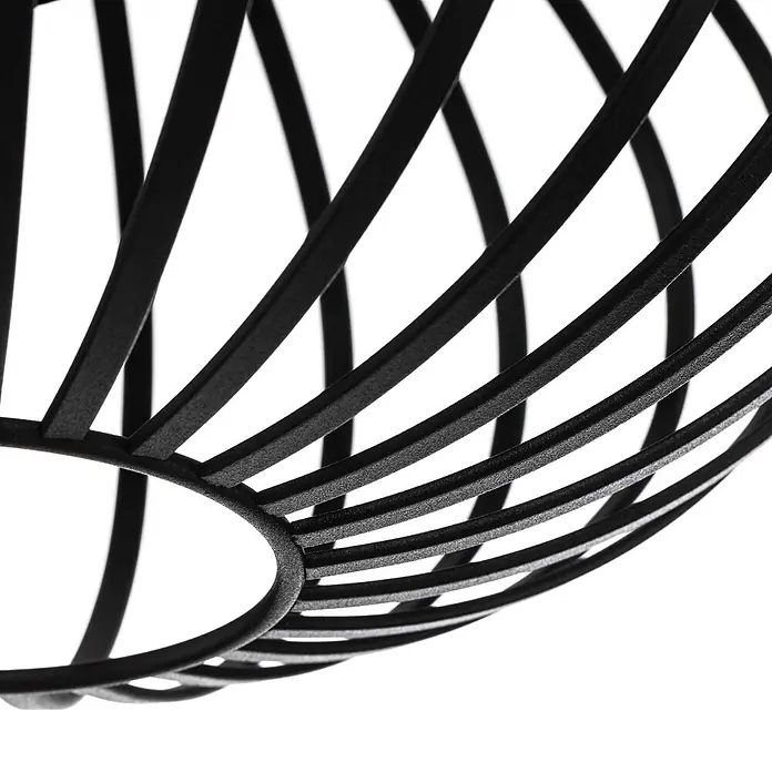 Lindby Deckenleuchte Maivi - schwarz, E27 - Dekorativer schwarzer Metallkorb mit offenem, spiralförmigem Drahtdesign.