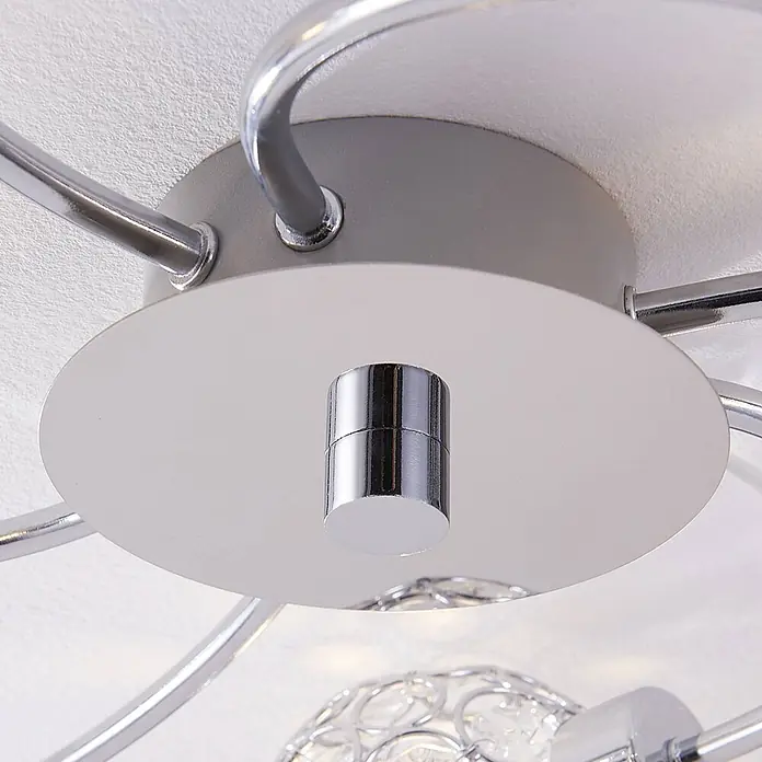 Lindby Deckenleuchte Tyron - L x B x H: 65 x 65 x 12,5 cm, chrom / silber, G9 - Moderne Deckenleuchte in Chromoptik mit runder Basis und geschwungenen Metallarmen.