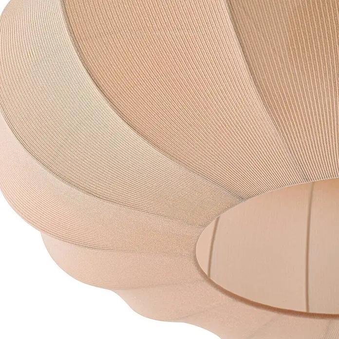 Lindby Deckenleuchte Helin - creme / amber, E27 - Heller beiger gerippter Lampenschirm aus Stoff mit geschichtetem, abgerundetem Design.