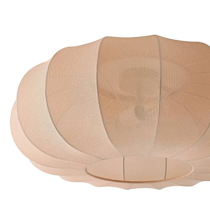 Lindby Deckenleuchte Helin - creme / amber, E27 - Hellbeige gerippte Stoff-Pendelleuchte mit organischer, skulpturaler Form.