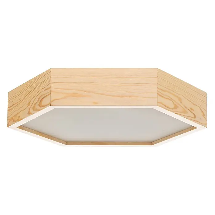 Envostar Deckenleuchte Hagen - L x B x H: 43 x 43 x 8,1 cm, Holz hell, E27 - Sechseckige Deckenleuchte aus hellem Holz mit weißem Diffusor.