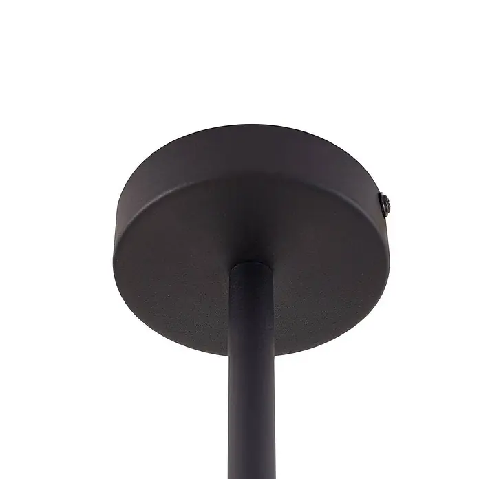 Lindby Deckenleuchte Marilou - schwarz, schwarz, GU10 - Matte schwarze runde Deckenrosette mit passender Pendelstange und sichtbarer Befestigungsschraube.
