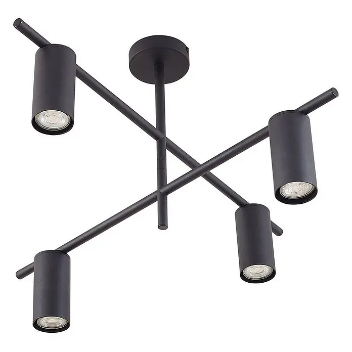 Lindby Deckenleuchte Marilou - schwarz, schwarz, GU10 - Schwarze lineare Deckenleuchte mit vier verstellbaren Spotköpfen.