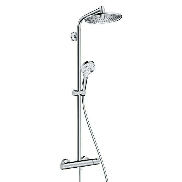 Hansgrohe Crometta Duschsystem S Showerpipe 240Mit Thermostatarmatur, Lochabstand: 103,4 cm, Anzahl Strahlarten: 2 Stk., Chrom Left Side View