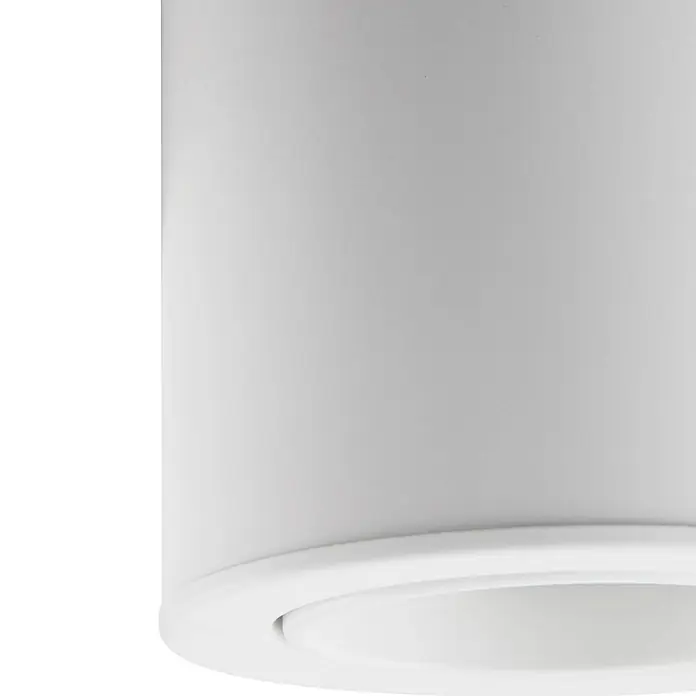 Lindby Deckenleuchte Jyla - weiß / opal, weiß / opal, 2GX53 - Weißer zylindrischer Downlight-Strahler von unten, mit Blick auf den inneren Reflektor.