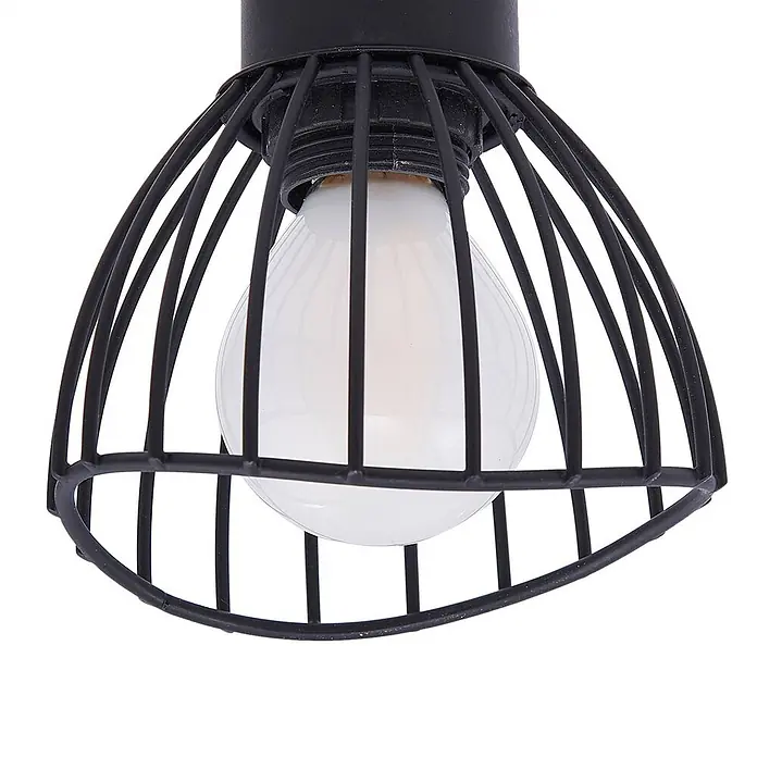 Lindby Deckenleuchte Piena - schwarz, schwarz, E14 - Schwarze Metallkäfig-Deckenleuchte mit weißer Glühbirne.