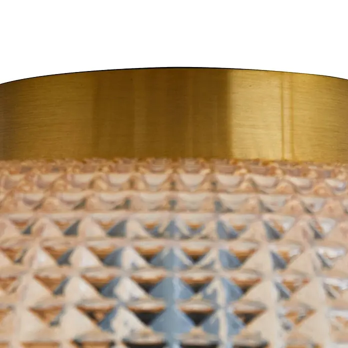 Lindby Deckenleuchte Hildur - creme / amber, E27 - Goldene Metallbefestigung mit texturiertem, facettiertem Glaskörper.