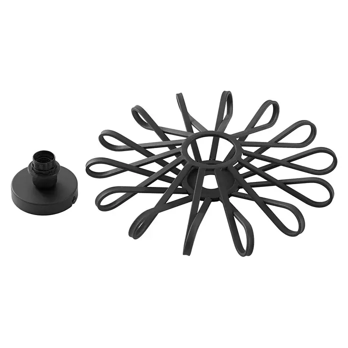 Lindby Deckenleuchte Kaelen - L x B x H: 45 x 45 x 14 cm, schwarz, E27 - Schwarze Metall-Lampenfassung und sternförmiger offener Lampenschirmrahmen.