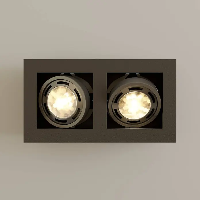 Arcchio Deckenleuchte Ronka - schwarz, schwarz, GU10 - Dunkelgraue Einbauleuchte mit zwei warmweißen LED-Strahlern.