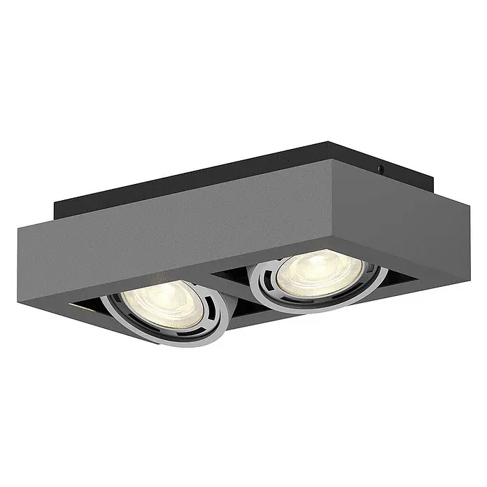 Arcchio Deckenleuchte Ronka - schwarz, schwarz, GU10 - Graue Aufbau-Deckenleuchte mit zwei schwenkbaren warmweißen LED-Strahlern.