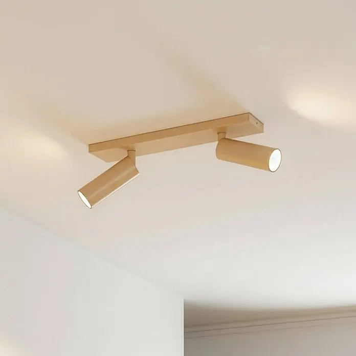 Arcchio Deckenstrahler Brinja Slim - braun / rost, braun / rost, GU10 - Holzdeckenstrahler mit zwei zylindrischen, verstellbaren Leuchten.