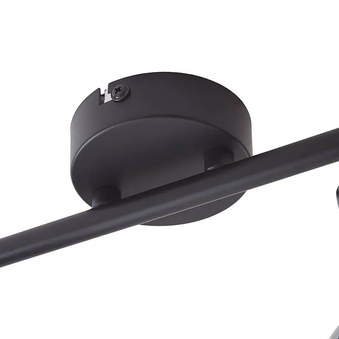 Lindby Deckenstrahler Arna - L x B x H: 41,1 x 10 x 16 cm, schwarz, alu / grau / zink, E14 - Matte schwarze Deckenleuchtenbasis aus Metall mit sichtbarer Befestigungsschraube und Anschlussstellen für die Leuchtenarme.
