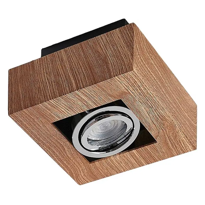 Arcchio Deckenstrahler Vince - Holz hell, Holz hell, GU10 - Aufputz-Strahler in Holzoptik mit schwarzem Interieur und verstellbarer Chrom-Leuchte.