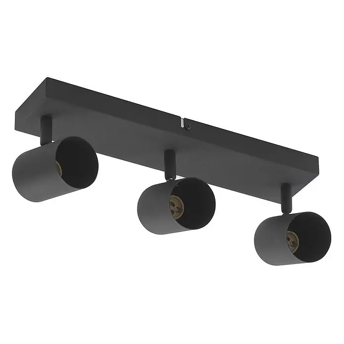 Lindby Deckenstrahler Jorell - L x B x H: 35 x 8 x 13 cm, schwarz, schwarz, GU10 - Schwarze Deckenleuchte aus Metall mit drei verstellbaren Strahlern.