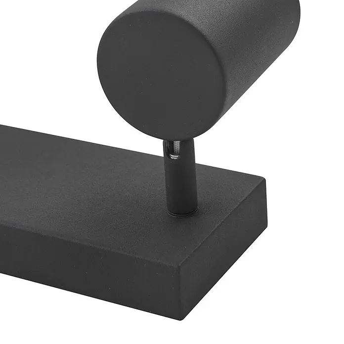 Lindby Deckenstrahler Jorell - L x B x H: 35 x 8 x 13 cm, schwarz, schwarz, GU10 - Mattschwarzer zylindrischer Strahler mit strukturierter Oberfläche auf rechteckigem Sockel.