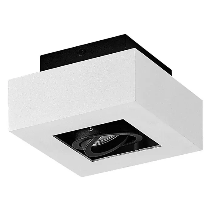 Arcchio Deckenstrahler Vince - L x B x H: 14 x 14 x 8,5 cm, weiß / opal, weiß / opal, GU10 - Weißer quadratischer Aufbau-Downlight mit einem verstellbaren schwarzen inneren LED-Spot.