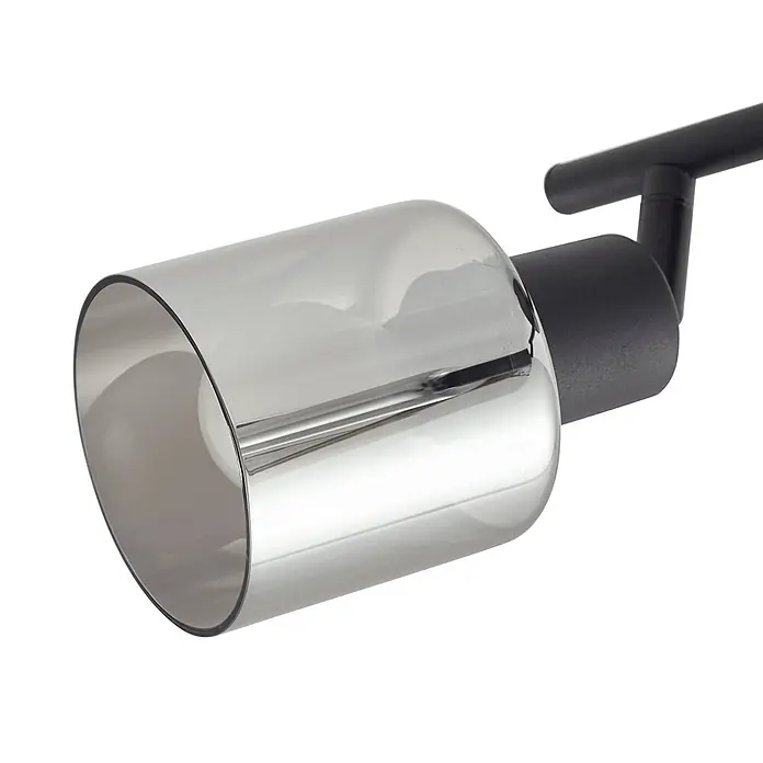 Lindby Deckenstrahler Netty - schwarz, alu / grau / zink, E14 - Strahler mit Rauchglasschirm und schwarzer Metallhalterung.