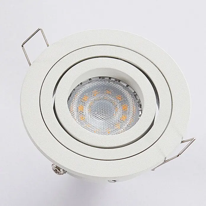Arcchio Deckenstrahler Sophia - weiß / opal, weiß / opal, GU10 - Weißer runder schwenkbarer LED-Einbaustrahler mit sichtbaren gelben Dioden.