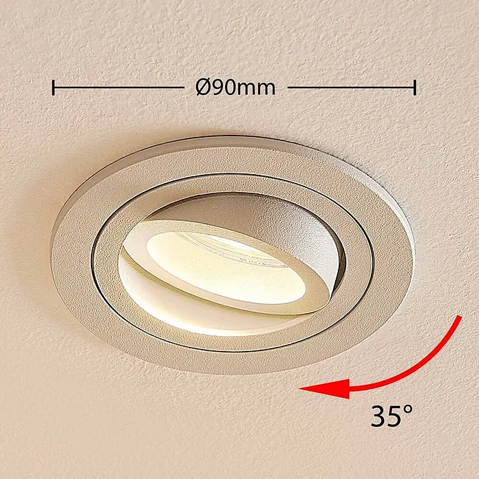 Arcchio Deckenstrahler Sophia - weiß / opal, weiß / opal, GU10 - Beiger, schwenkbarer LED-Einbaustrahler für die Decke, Ø90mm, 35° Neigung.