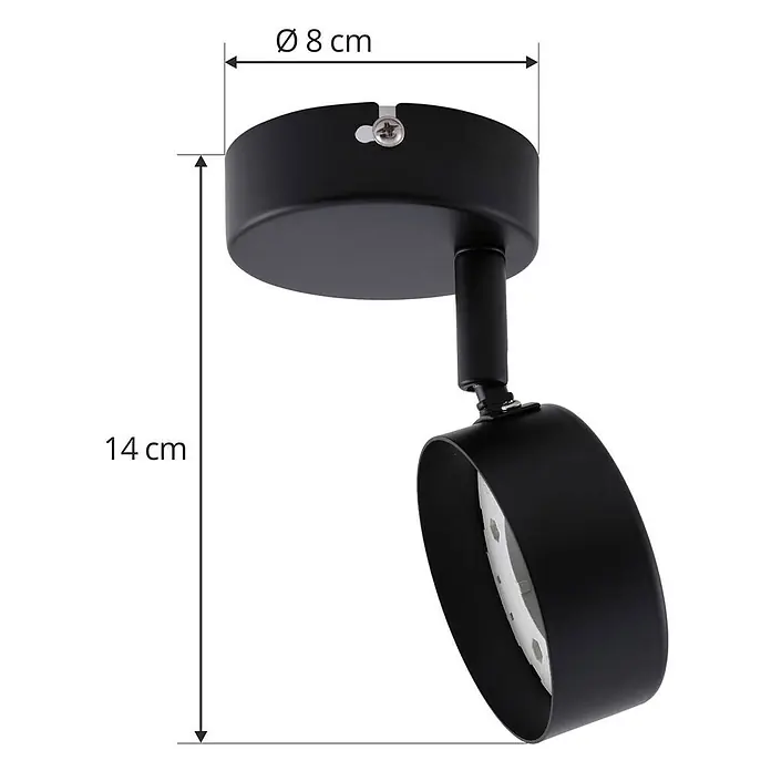 Lindby Deckenstrahler Jyla - L x B x H: 8 x 8 x 14 cm, schwarz, 2GX53 - Schwarzer Deckenstrahler aus Metall mit schwenkbarem Kopf, 8 cm Durchmesser, 14 cm Gesamthöhe.