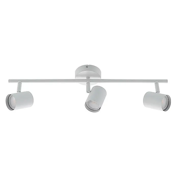 Lindby Deckenstrahler Jorell - weiß / opal, weiß / opal, GU10 - Weiße Metall-Stromschiene mit drei verstellbaren zylindrischen Strahlern zur Deckenmontage.