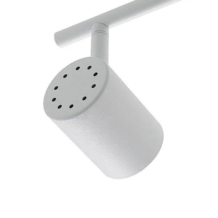 Lindby Deckenstrahler Jorell - weiß / opal, weiß / opal, GU10 - Weißer strukturierter zylindrischer Schienenstrahler mit perforierter Stirnfläche.