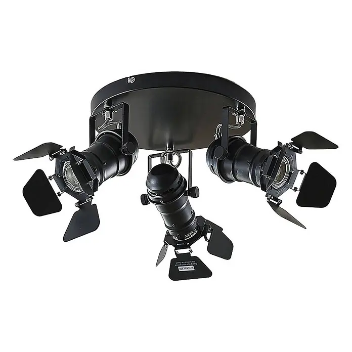 Lindby Deckenstrahler Tilen - schwarz, schwarz, GU10 - Schwarze Deckenleuchte aus Metall mit drei verstellbaren Strahlern, jeweils mit Flügelklappen.