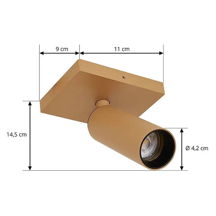 Arcchio Deckenstrahler Brinja Slim - L x B x H: 11 x 9 x 14,5 cm, braun / rost, braun / rost, GU10 - Beiger verstellbarer Deckenstrahler mit quadratischer Basis und zylindrischem Kopf.