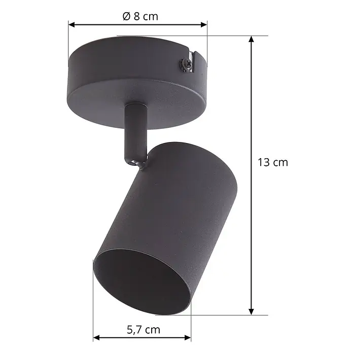 Lindby Deckenstrahler Jorell - schwarz, schwarz, GU10 - Schwarzer, verstellbarer zylindrischer Deckenstrahler mit matter Oberfläche.