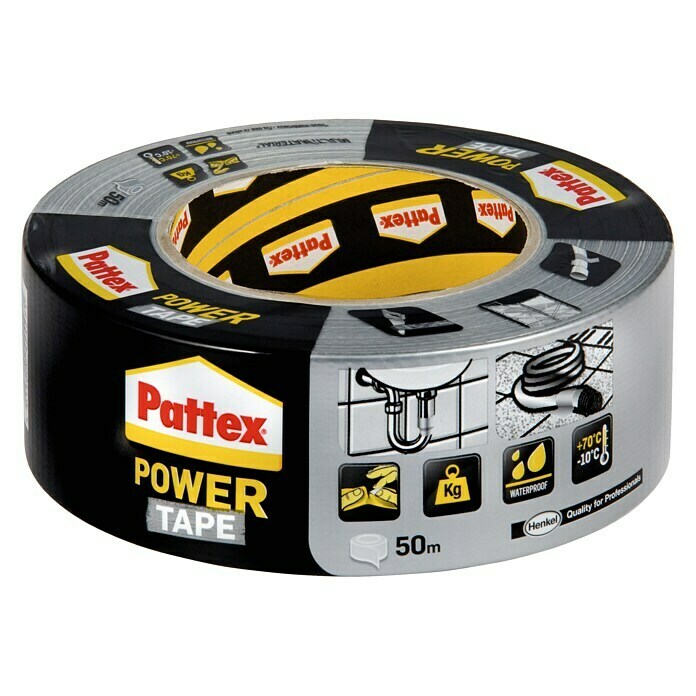 Pattex Gewebe-Klebeband Power Tape (50 m x 50 mm, Silber)