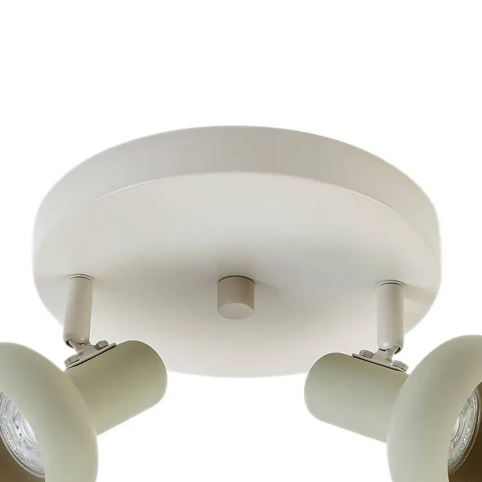 Lindby Deckenstrahler Huby - creme / amber, grün, GU10 - Deckenleuchte aus cremefarbenem Metall mit drei verstellbaren Strahlern.