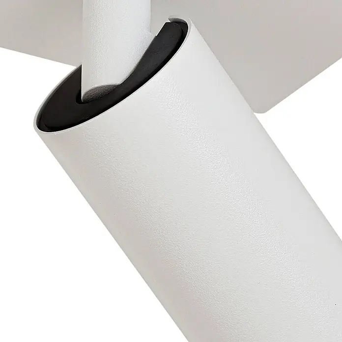 Arcchio Deckenstrahler Brinja Slim - weiß / opal, weiß / opal, GU10 - Weißer texturierter zylindrischer Lichtkörper mit schwarzem flexiblem Gelenk.