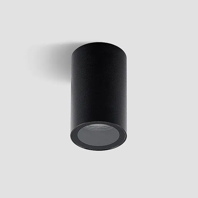 Arcchio Deckenstrahler Olivir - schwarz, schwarz, GU10 - Schwarzer zylindrischer Aufbau-Spotlight mit matter Oberfläche.
