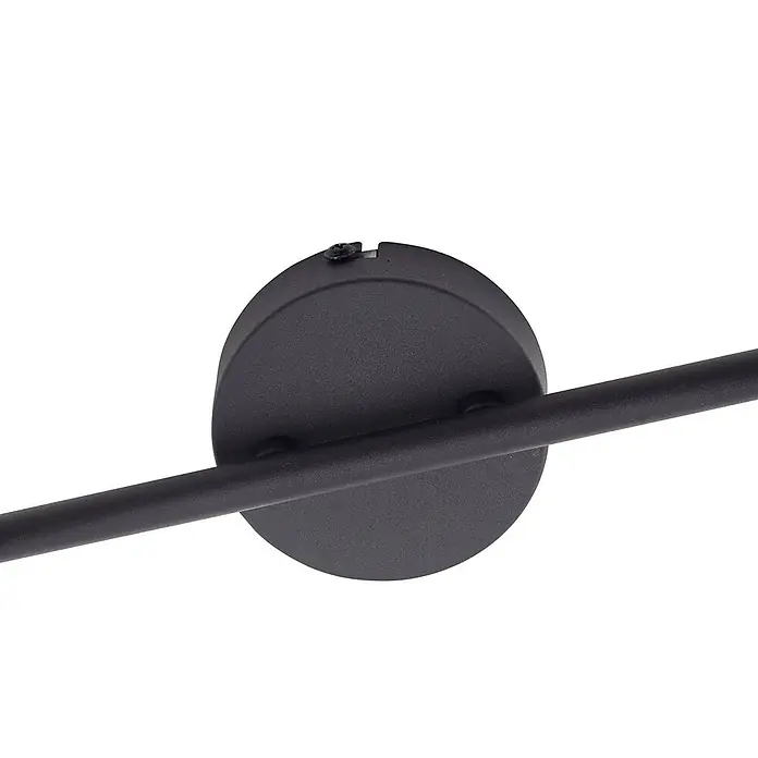 Lindby Deckenstrahler Netty - schwarz, alu / grau / zink, E14 - Schwarze runde Montageplatte mit horizontaler Stange für eine Leuchte.