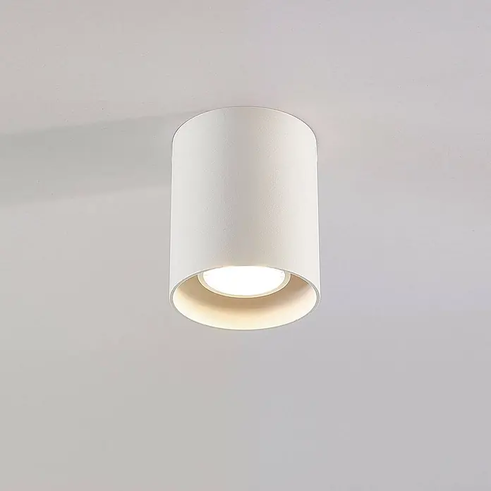 Arcchio Deckenstrahler Carson - weiß / opal, weiß / opal, GU10 - Weiße zylindrische Aufbau-Deckenleuchte.