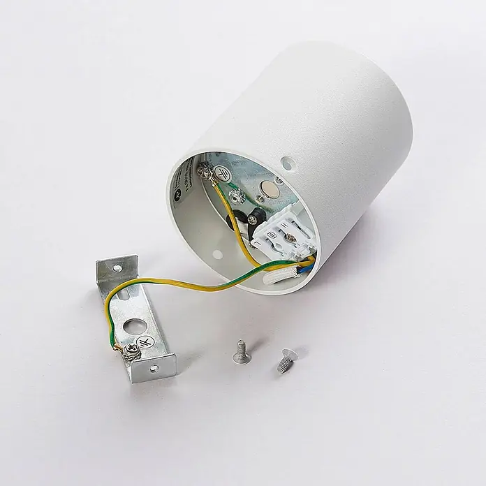 Arcchio Deckenstrahler Carson - weiß / opal, weiß / opal, GU10 - Weißer zylindrischer Lichtstrahler mit offener Verkabelung und abgenommener Halterung zur Montage.