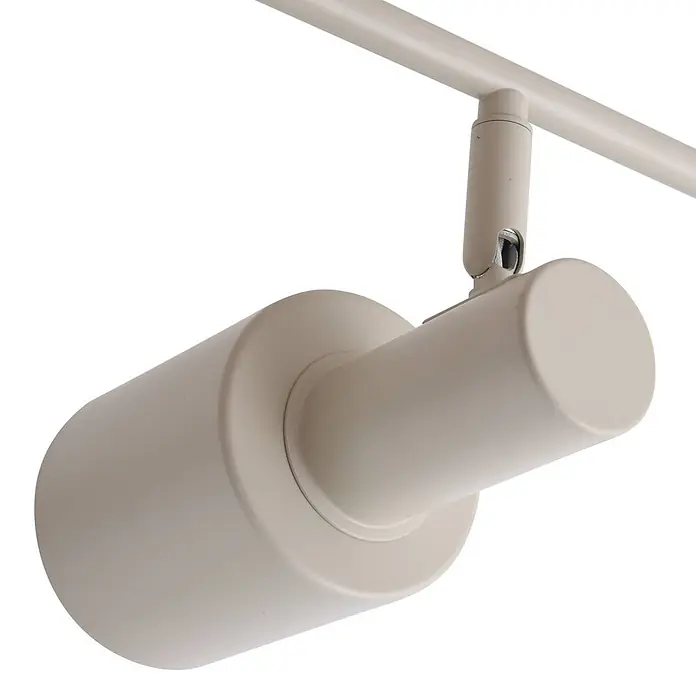 Lindby Deckenstrahler Ovelia - creme / amber, creme / amber, E27 - Hellbeiger zylindrischer Strahler an einer Schiene.