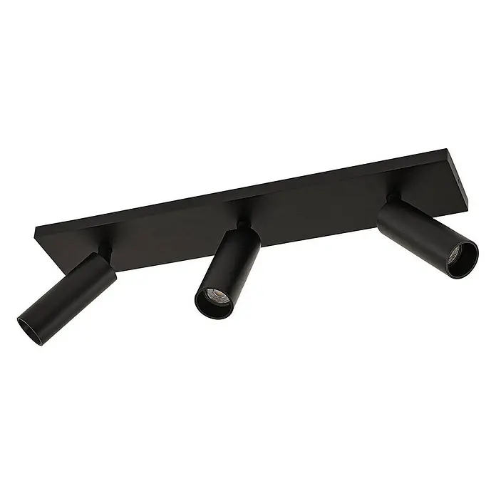 Arcchio Deckenstrahler Brinja Slim - L x B x H: 48 x 9 x 14,5 cm, schwarz, schwarz, GU10 - Schwarze rechteckige Deckenleuchte mit drei verstellbaren zylindrischen Strahlern für gerichtetes Licht.
