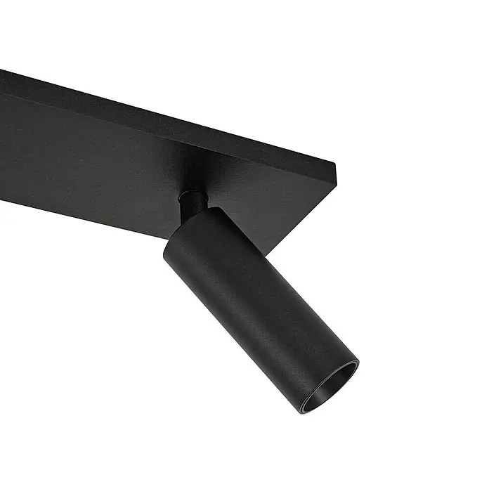 Arcchio Deckenstrahler Brinja Slim - L x B x H: 48 x 9 x 14,5 cm, schwarz, schwarz, GU10 - Schwarzer zylindrischer Strahler auf einem rechteckigen, aufgesetzten Sockel.