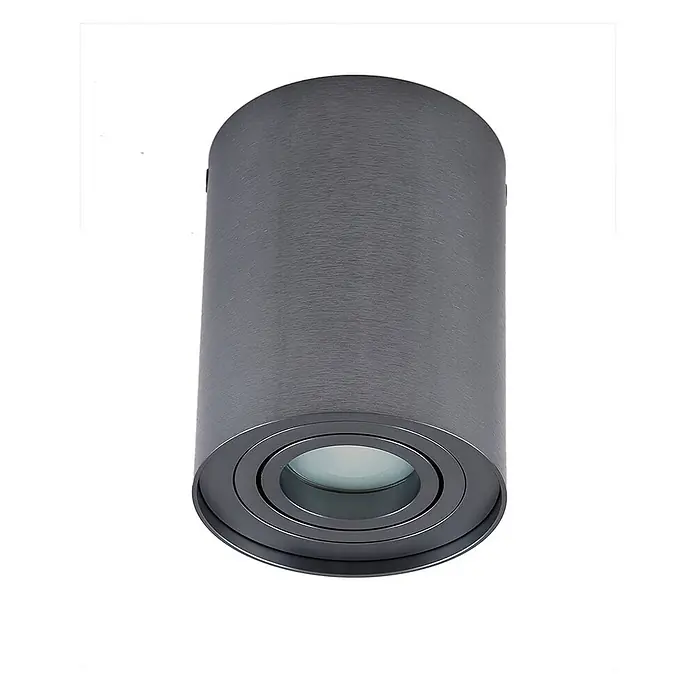 Arcchio Deckenstrahler Jolina - L x B x H: 9,65 x 9,65 x 12,5 cm, alu / grau / zink, GU10 - Zylindrischer grauer Aufbaustrahler aus gebürstetem Metall mit sichtbarer Lichtquelle.