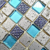 Mosaikfliese Quadrat Crystal Mix XCM CB 65 (30 x 32,5 cm, Blau, Glänzend)
