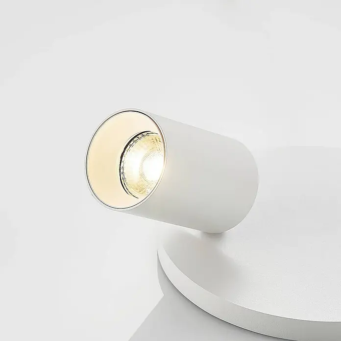 Arcchio Deckenstrahler Brinja - weiß / opal, weiß / opal, GU10 - Weißer zylindrischer Aufbaustrahler mit runder Basis, warmes Licht aussendend.
