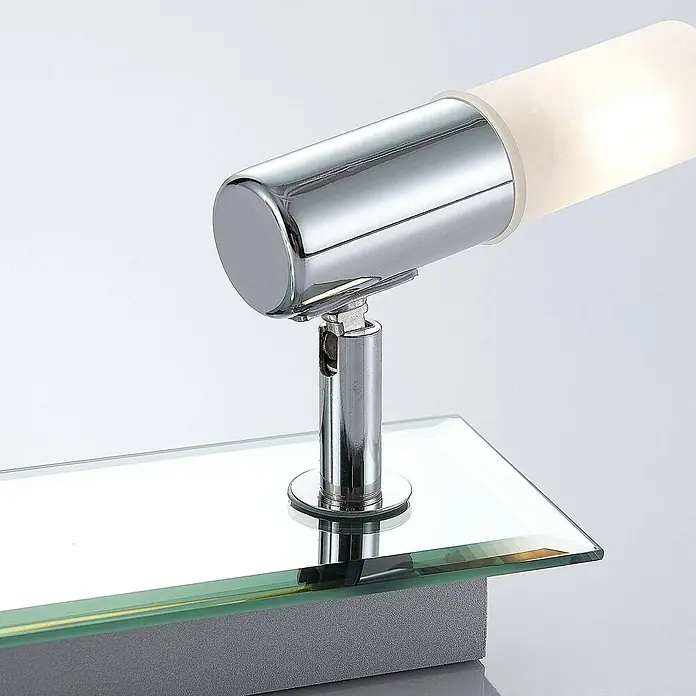 Lindby Deckenstrahler Zela - L x B x H: 53 x 13,5 x 11 cm, chrom / silber, G9 - Chromfarbene Zylinderleuchte mit mattiertem Diffusor auf Glas- und Grausockel.