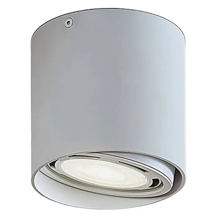 Arcchio Deckenstrahler Mabel - weiß / opal, weiß / opal, GU10 - Hellgrauer zylindrischer LED-Aufbaustrahler mit versenkter, verstellbarer Lichtquelle.